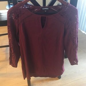 NWOT Express 3/4 Sleeve Lace Shoulder Top